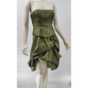Vintage Zum Zum Prom Dress 7/8 Green Fairy Whimsigoth Bubble Hem Pick Up Skirt